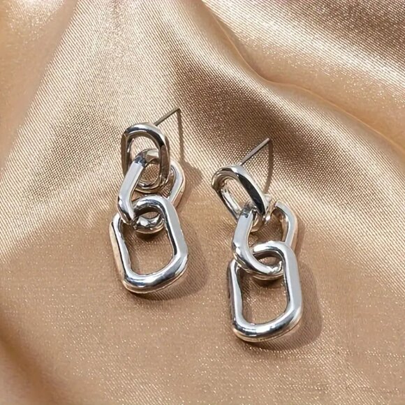 Chunky Link Earrings - Picture 2 of 3